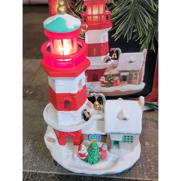 Hallmark 1997 Lighthouse greetings ornament Xmas Decor Santa - Picture 1 of 6